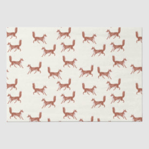 Modern Vintage Cute Red Fox Pattern on Ivory Tissue Paper