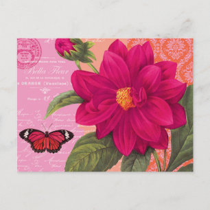 modern vintage dahlia postcard