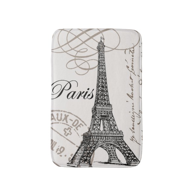 MODERN VINTAGE EIFFEL TOWER BATH MAT (Front Vertical)