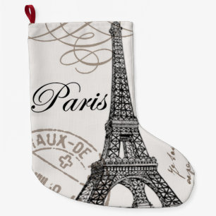 modern vintage Eiffel Tower Large Christmas Stocking