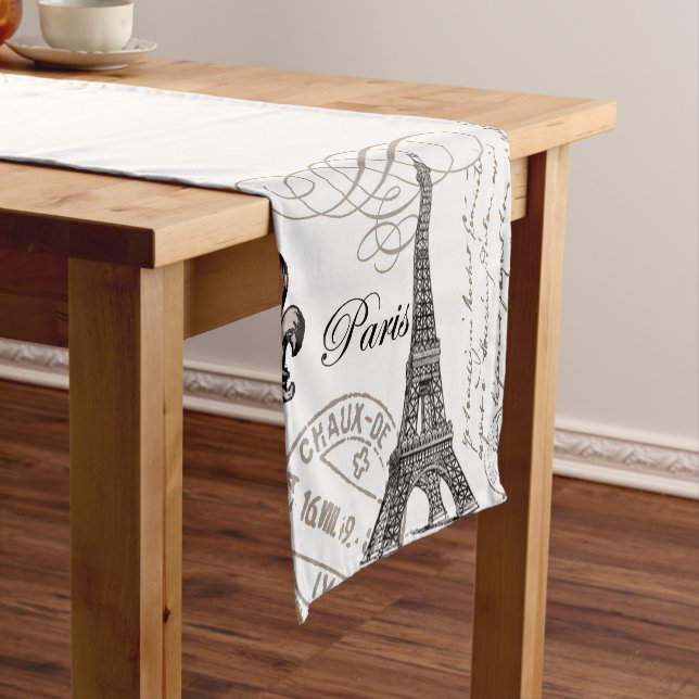 modern vintage Eiffel Tower Short Table Runner (In Situ)