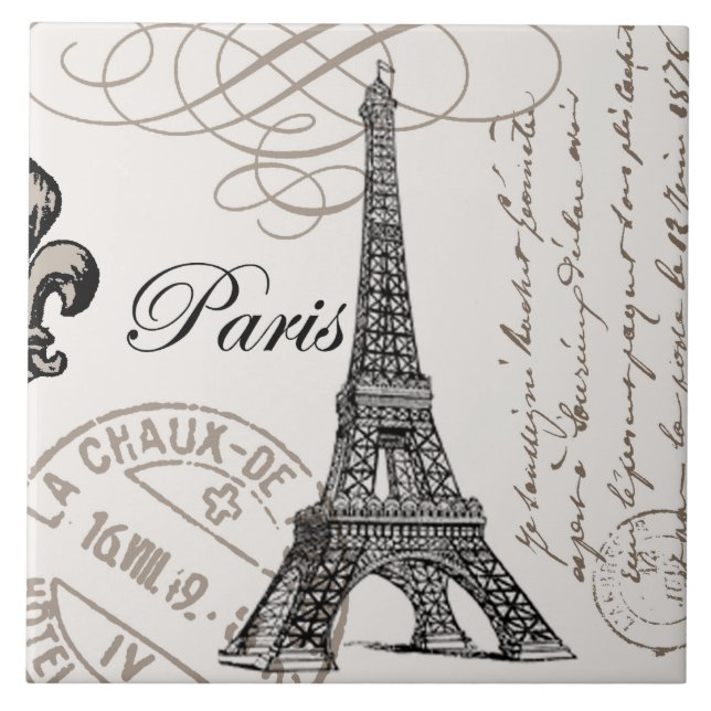 modern vintage Eiffel Tower Tile (Front)