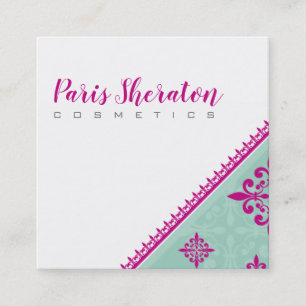 MODERN VINTAGE elegant slant pink mint green Square Business Card