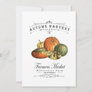 Modern vintage Fall pumpkins and gourds Save The Date