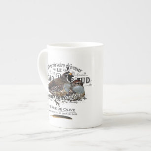 modern vintage fall quail bone china mug