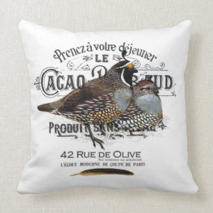 modern vintage fall quail throw pillow