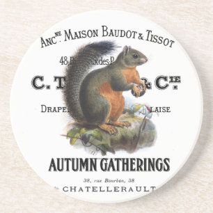 modern vintage fall squirrel coaster