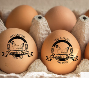 Modern Vintage Farm Fresh Egg Dealer Name Egg Rubber Stamp