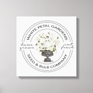 Modern Vintage Farmhouse white flower garden Canvas Print