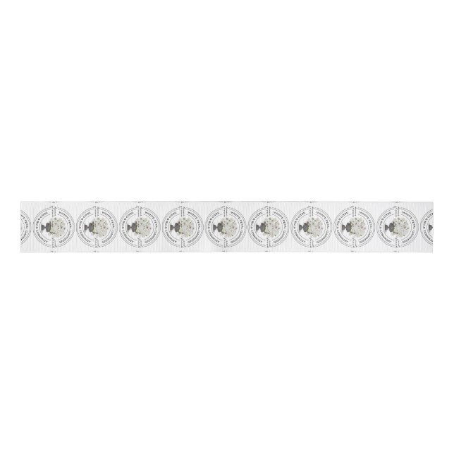 Modern Vintage Farmhouse white flower garden Grosgrain Ribbon (Front)