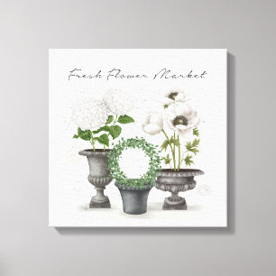 MODERN VINTAGE FARMHOUSE WHITE GARDEN CANVAS PRINT
