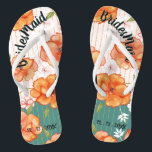 Modern Vintage Floral Bridesmaid Wedding Favour Flip Flops<br><div class="desc">Delightful Orange Roses accompanied by Pink and White Flowers on a Golden Wire Trellis.</div>
