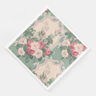 Modern Vintage Floral Paper Dinner Napkins