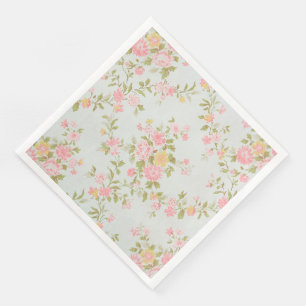Modern Vintage Floral Paper Dinner Napkins