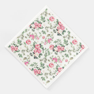 Modern Vintage Floral Paper Dinner Napkins