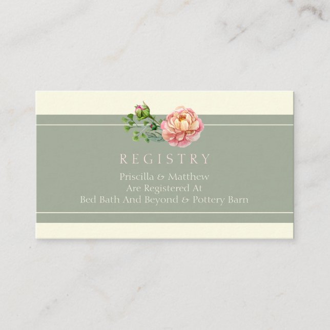 Modern Vintage, Floral Wedding Registry Card (Front)