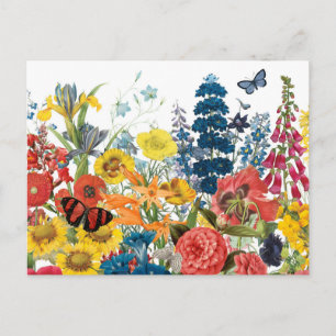 modern vintage flowers postcard