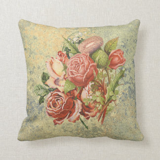 Modern Vintage Flowers Throw Pillow