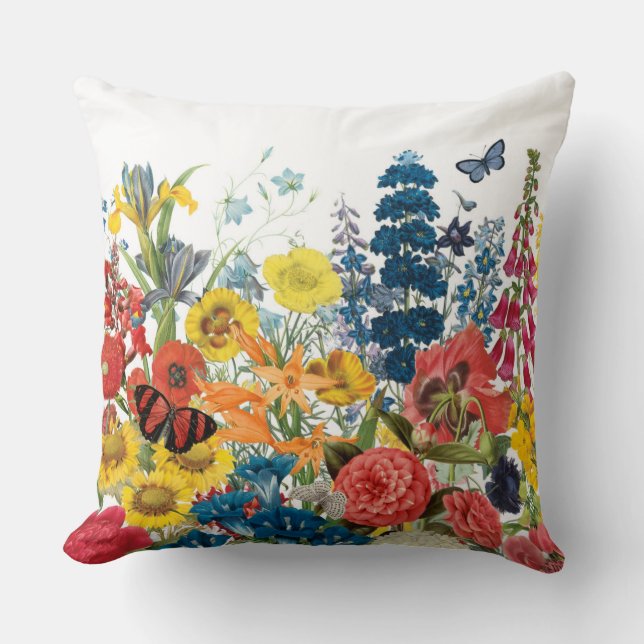 modern vintage flowers throw pillow (Front)