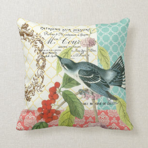 Modern Vintage French Bird pillow