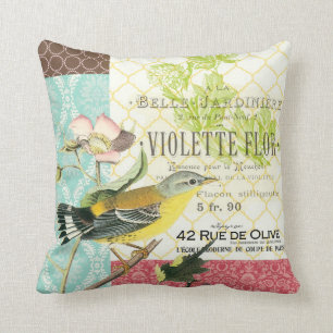 Modern Vintage French Bird pillow