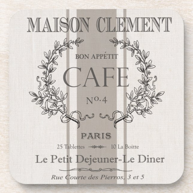 modern vintage french cafe coaster (Front)