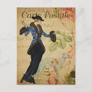 Modern Vintage French collage Postcard