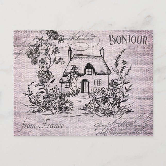 Modern Vintage French Country Cottage Postcard (Front)