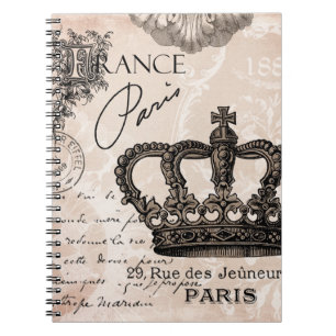 modern vintage french crown notebook
