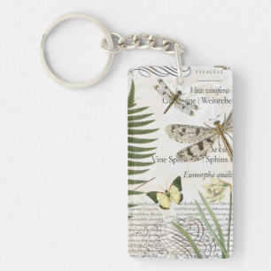 modern vintage french dragonfly keychain