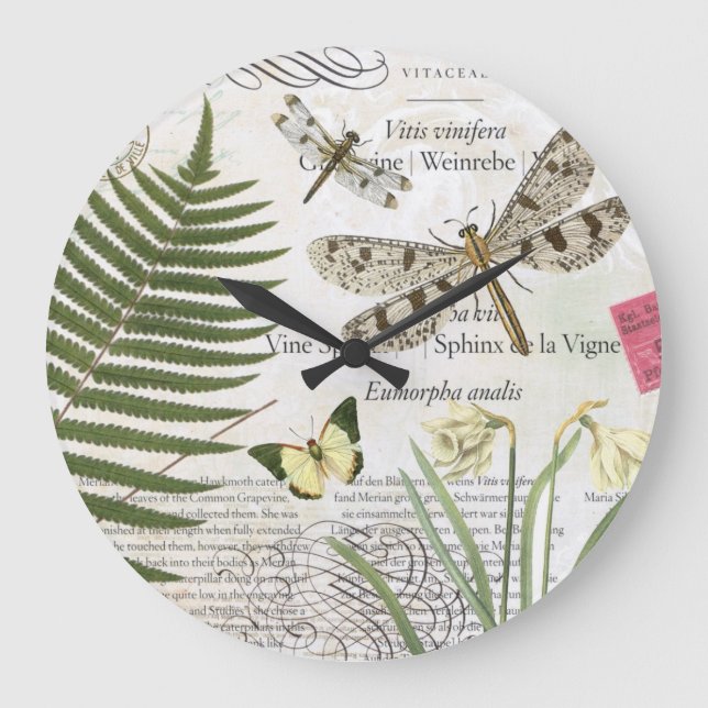 modern vintage french dragonfly large clock (Front)