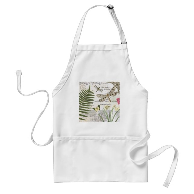modern vintage french dragonfly standard apron (Front)