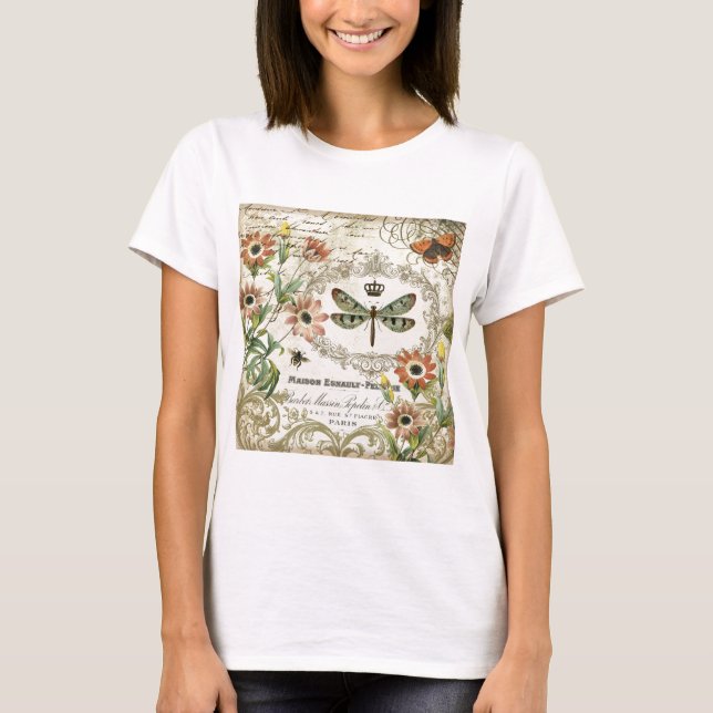 Modern Vintage French Dragonfly T-Shirt (Front)