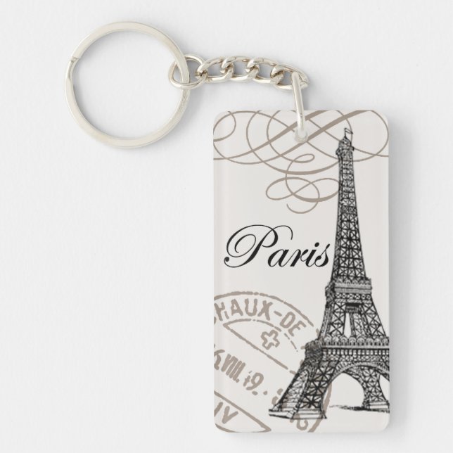 modern vintage french Eiffel Tower Keychain (Front)