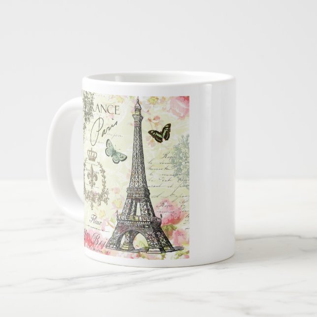 modern vintage french eiffel tower large coffee mug (Front Left)