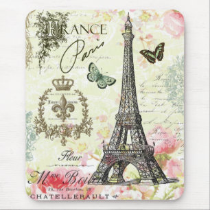 modern vintage french eiffel tower mouse pad