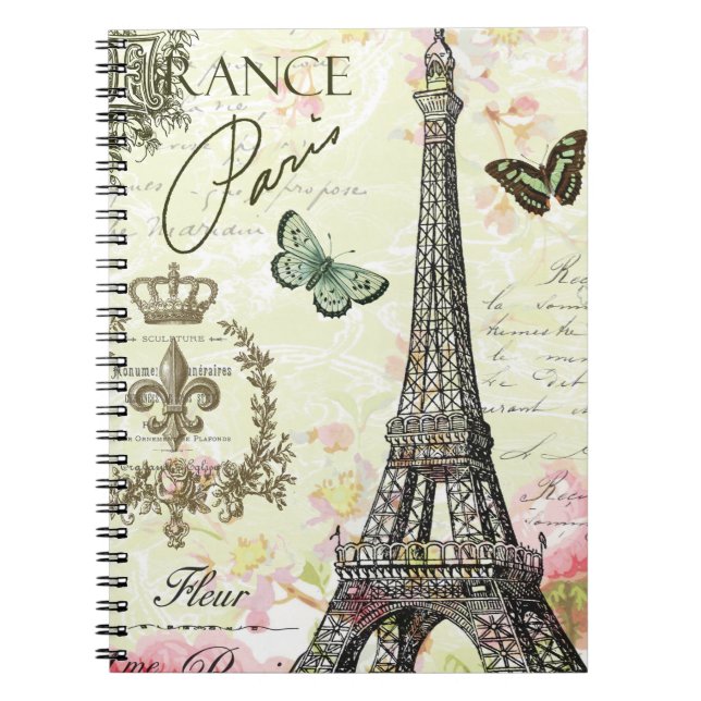 modern vintage french eiffel tower notebook (Front)