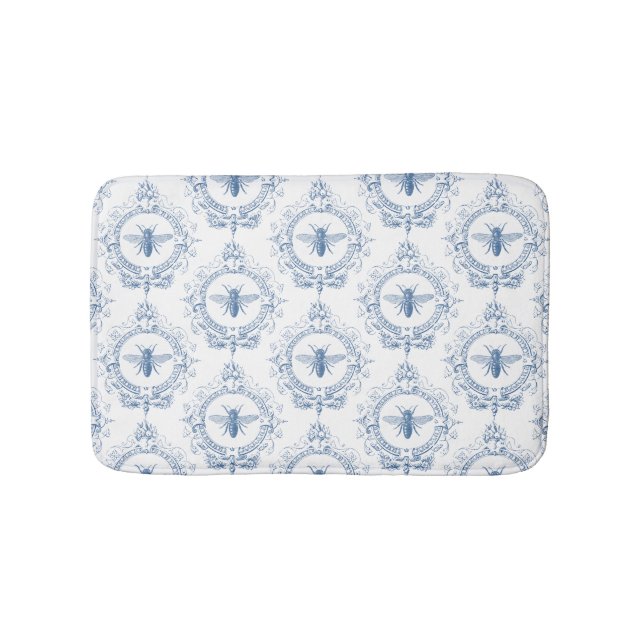 modern vintage french farmhouse bee bath mat (Front)