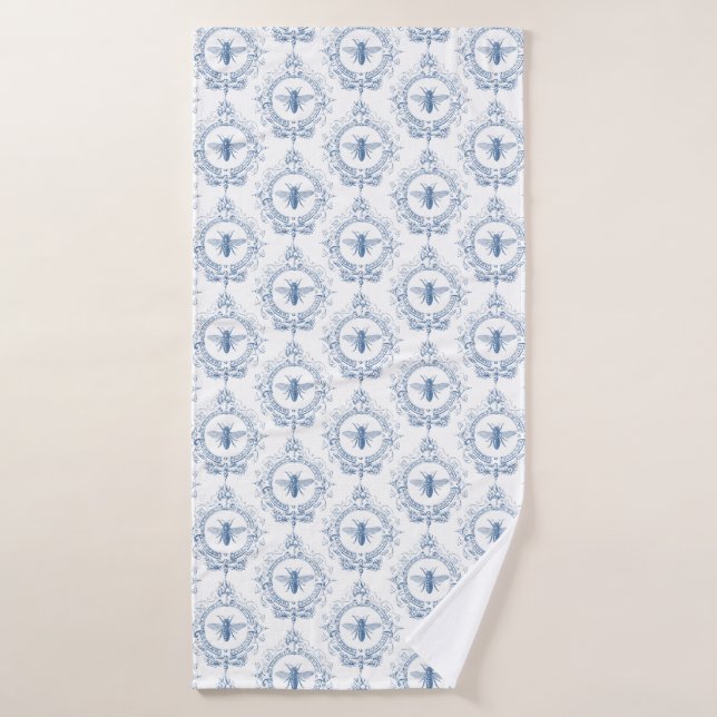 Modern Vintage French farmhouse bee Bath Towel (Bath Towel)