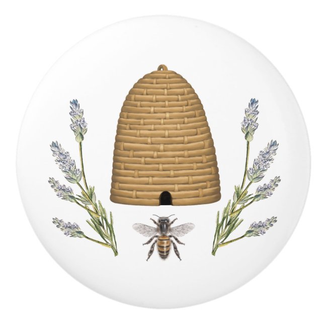 Modern vintage french farmhouse bee ceramic knob (Front)