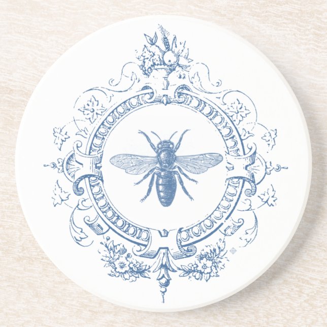 Modern Vintage French farmhouse bee Coaster (Front)