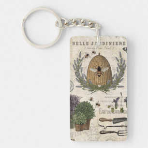 Modern Vintage French Farmhouse Bee Keychain