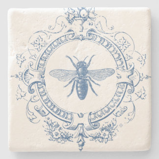 modern vintage french farmhouse bee stone coaster