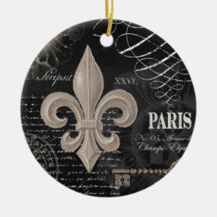 modern vintage french fleur de lis ceramic ornament