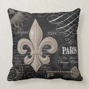 modern vintage french fleur de lis throw pillow