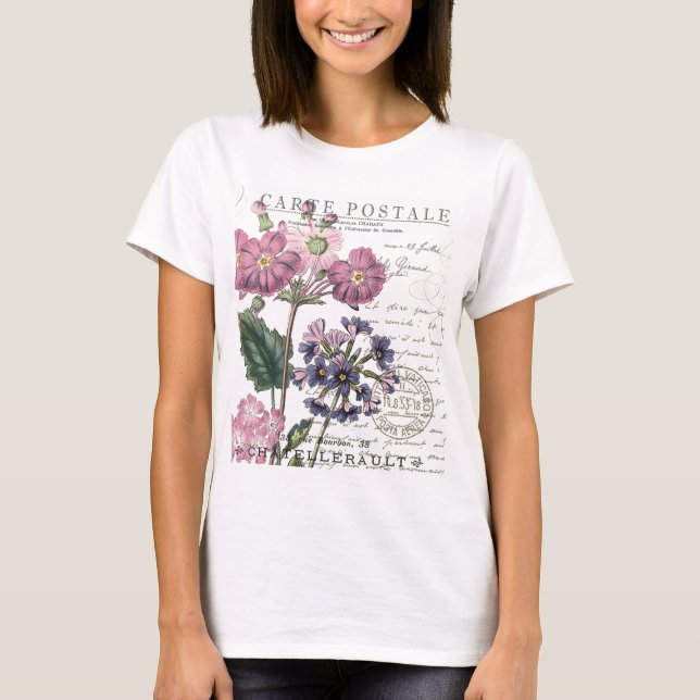 modern vintage french floral T-Shirt (Front)