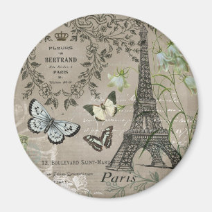 modern vintage French garden Eiffel Tower magnet