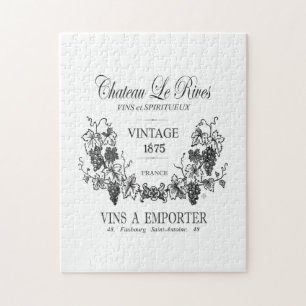 modern vintage french grain sac wine jigsaw puzzle