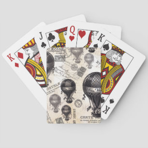 modern vintage French hot air balloons Playing Cards