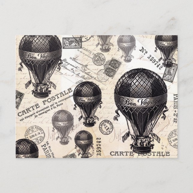 modern vintage French hot air balloons Postcard (Front)